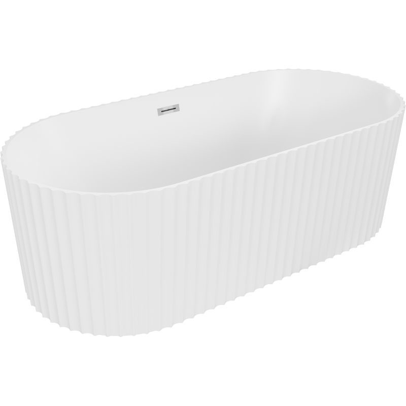 Mexen Paola vapaasti seisova uurrettu kylpyamme 150 x 75 cm, valkoinen matta, kromattu ylivuoto - 52721507501-01