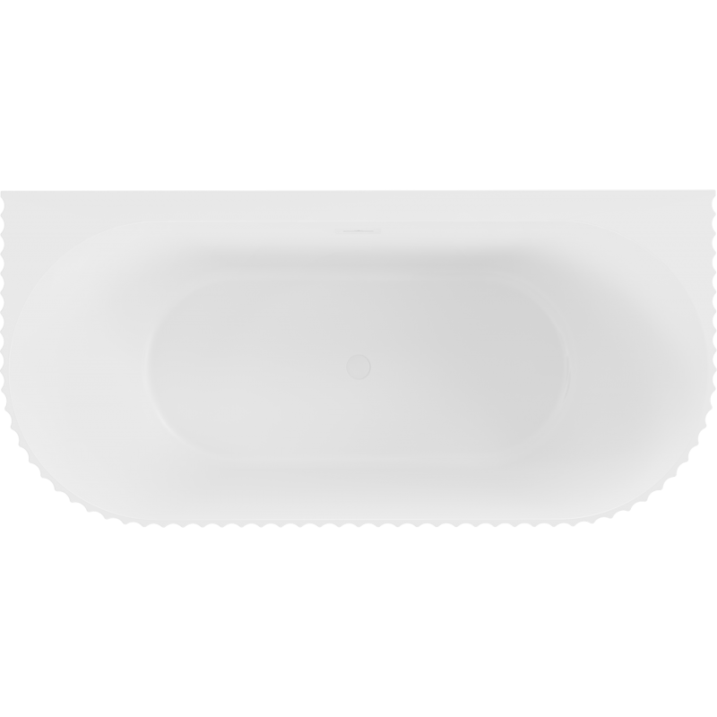Mexen Sella freistehende wandnahe gerillte Badewanne 150 x 75 cm, weiß matt, weißer Überlauf - 52711507501-20