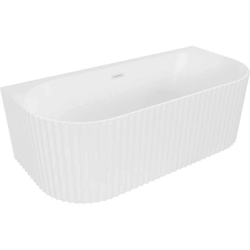 Mexen Sella vabalstseisev seinale paigaldatav ribitud vann 150 x 75 cm, valge matt, valge ülevool - 52711507501-20