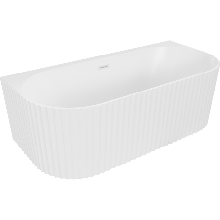 Mexen Sella vabalstseisev seinale paigaldatav ribitud vann 150 x 75 cm, valge matt, valge ülevool - 52711507501-20