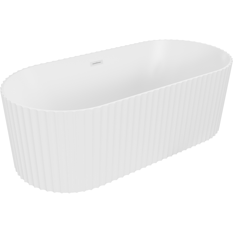 Mexen Paola freistehende, geriffelte Badewanne 150 x 75 cm, weiß matt, weißer Überlauf - 52721507501-20