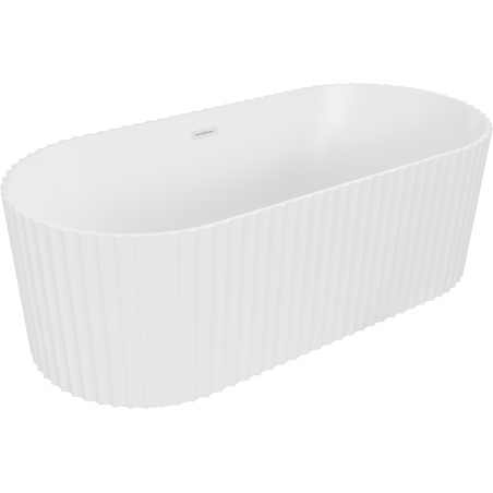 Mexen Paola freistehende, geriffelte Badewanne 150 x 75 cm, weiß matt, weißer Überlauf - 52721507501-20