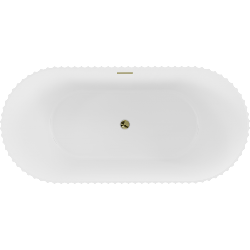 Mexen Paola baignoire autoportante cannelée 150 x 75 cm, blanc mat, trop-plein doré - 52721507501-50