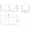 Mexen Sella vrijstaande vloerrand badkuip 150 x 75 cm, wit mat, overloop goud geborsteld - 52711507501-55