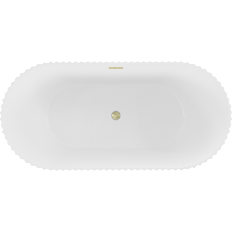 Mexen Paola freestanding fluted bath 150 x 75 cm, white matte, brushed gold overflow - 52721507501-55