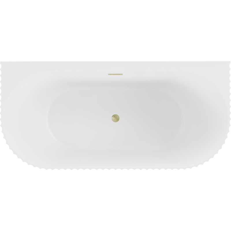Mexen Sella freestanding wall-mounted ribbed bathtub 150 x 75 cm, white matte, brushed gold overflow - 52711507501-55