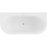 Mexen Sella vrijstaande vloerrand badkuip 150 x 75 cm, wit mat, overloop goud geborsteld - 52711507501-55