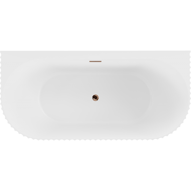 Mexen Sella fräi stoend Riwwel-Badewanne no bei der Mauer 150 x 75 cm, wäiss matt, Iwwerlaf rose Gold - 52711507501-60