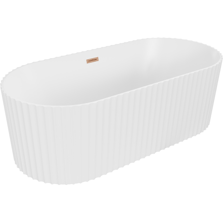 Mexen Paola freestanding fluted bathtub 150 x 75 cm, white matte, brushed copper overflow - 52721507501-65