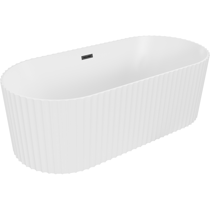 Mexen Paola vapaasti seisova kylpyamme, rihlattu 150 x 75 cm, valkoinen matta, musta ylivuoto - 52721507501-70