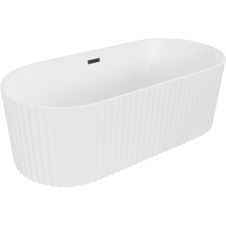 Mexen Paola baignoire autoportante rainurée 150 x 75 cm, blanc mat, trop-plein noir - 52721507501-70
