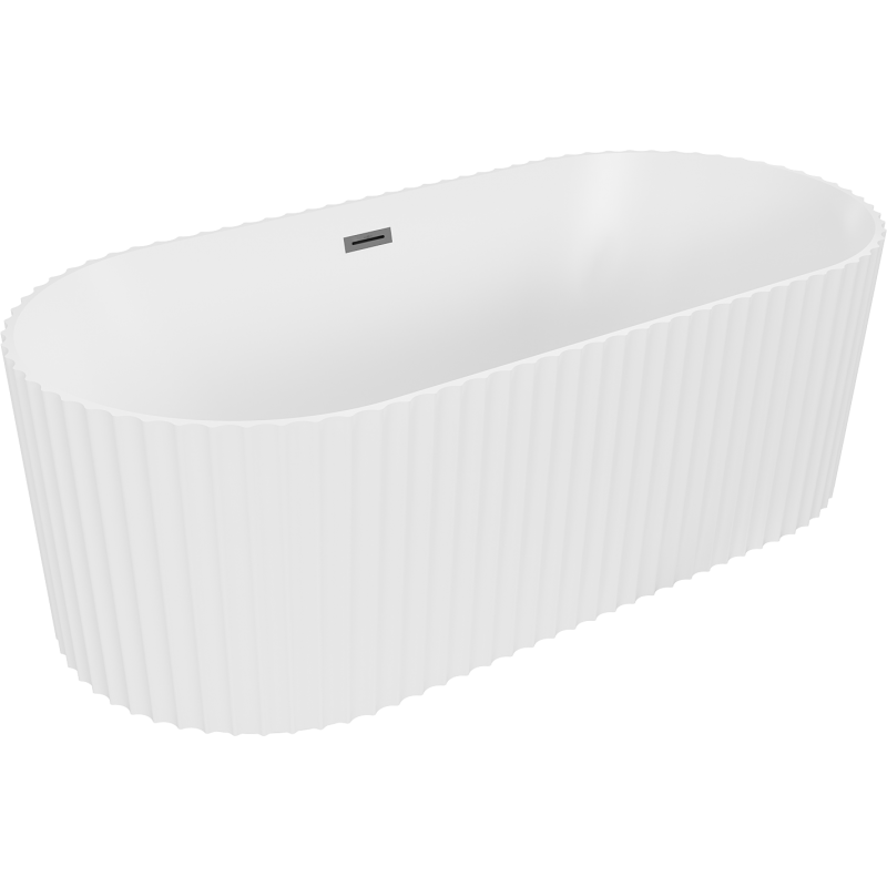 Mexen Paola banheira freestanding frisada 150 x 75 cm, branco mate, extravasor gun metal - 52721507501-95