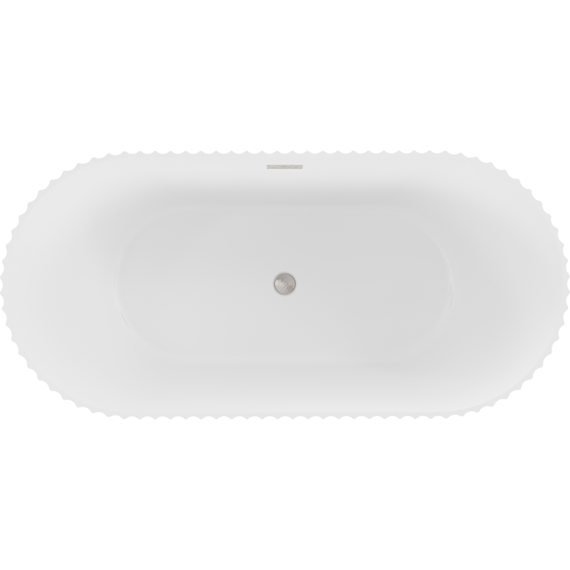 Mexen Paola baignoire autoportante cannelée 150 x 75 cm, blanc mat, trop-plein nickel brossé - 52721507501-97