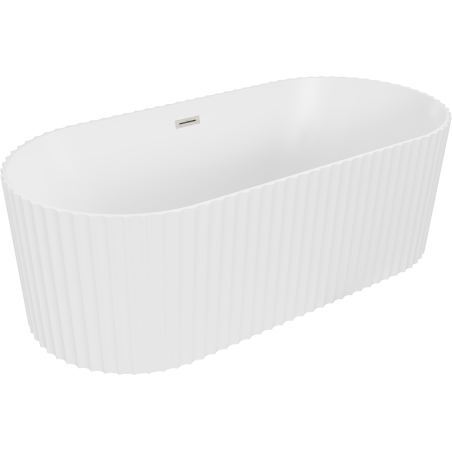 Mexen Paola freestanding fluted bath 150 x 75 cm, white matte, brushed nickel overflow - 52721507501-97