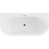 Mexen Sella free-standing wall-adjacent fluted bathtub 150 x 75 cm, white matte, black overflow - 52711507501-70