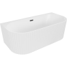Mexen Sella freestanding wall-adjacent ribbed bathtub 150 x 75 cm, white matte, black overflow - 52711507501-70