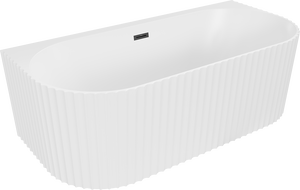 Mexen Sella vasca da bagno freestanding a parete zigrinata 150 x 75 cm, bianco opaco, troppopieno nero - 52711507501-70