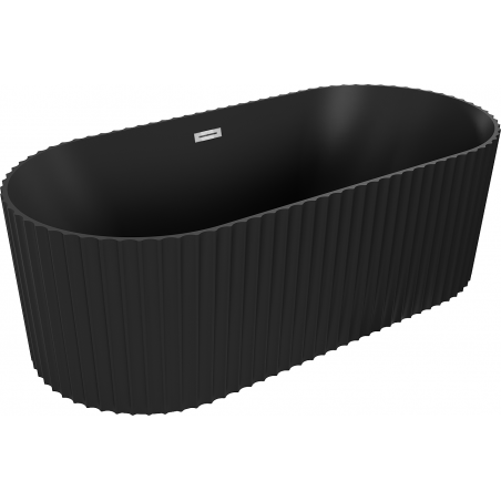 Mexen Paola freestanding reeded bathtub 150 x 75 cm, black matte, chrome overflow - 52721507571-01