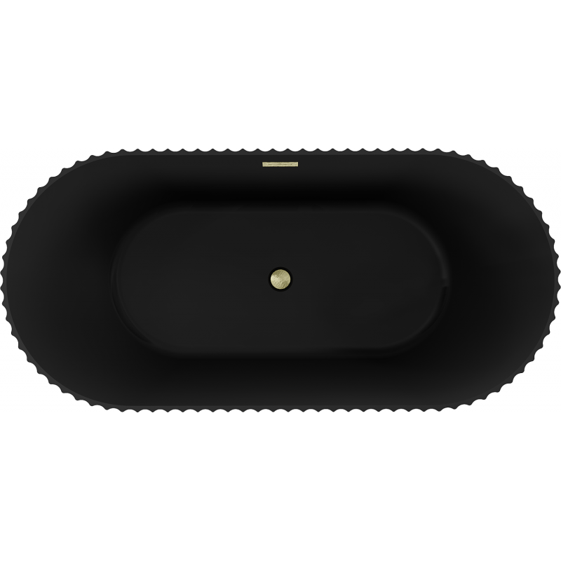 Mexen Paola baignoire autoportante rainurée 150 x 75 cm, noir mat, trop-plein or brossé - 52721507571-55