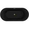 Mexen Paola freistehende geriffelte Badewanne 150 x 75 cm, schwarz matt, Überlauf gold gebürstet - 52721507571-55