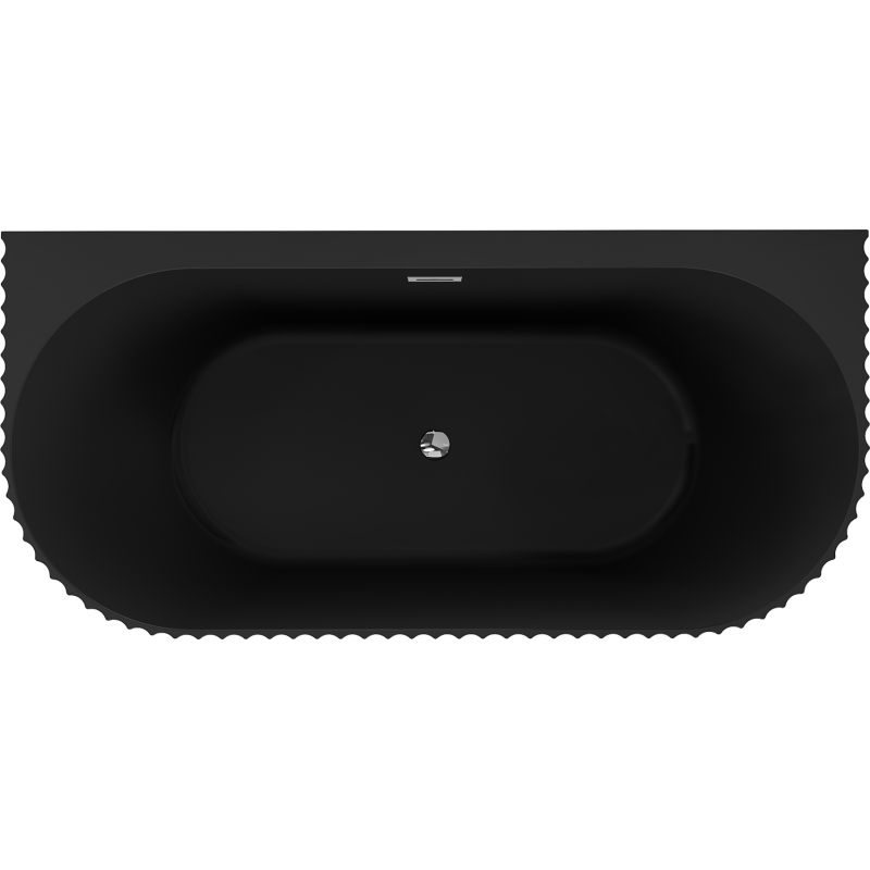 Mexen Sella freestanding fluted wall-adjacent bath 150 x 75 cm, black matte, chrome overflow - 52711507571-01