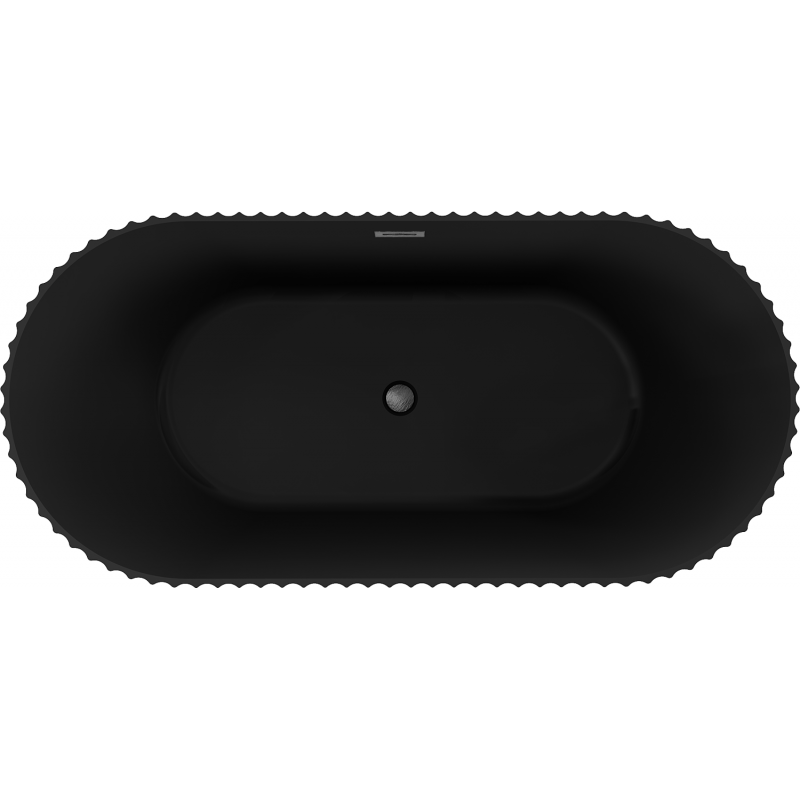 Mexen Paola banheira independente canelada 150 x 75 cm, preto fosco, transbordo gun gray escovado - 52721507571-66