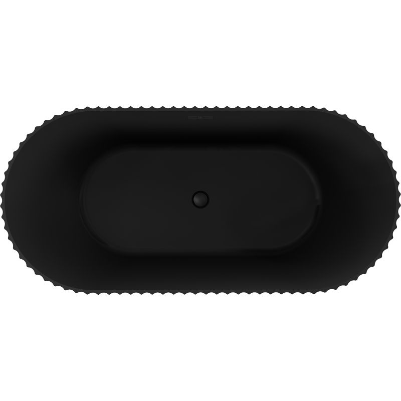 Mexen Paola baignoire autoportante nervurée 150 x 75 cm, noir mat, trop-plein noir - 52721507571-70