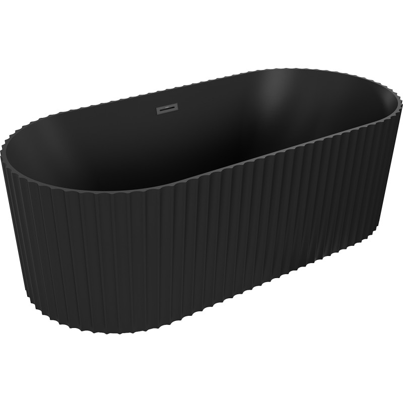 Mexen Paola vabalt seisev triibuline vann 150 x 75 cm, must matt, must ülevool - 52721507571-70