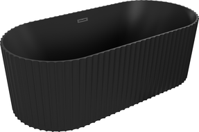 Mexen Paola freistehende, gerillte Badewanne 150 x 75 cm, schwarz matt, Überlauf schwarz - 52721507571-70