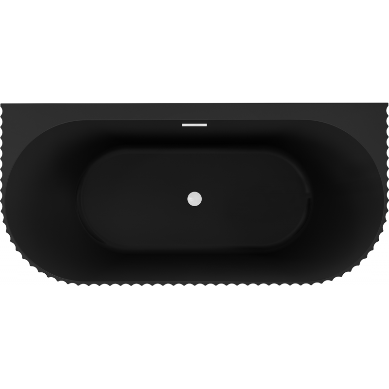 Mexen Sella bañera exenta adosada acanalada 150 x 75 cm, negro mate, rebosadero blanco - 52711507571-20