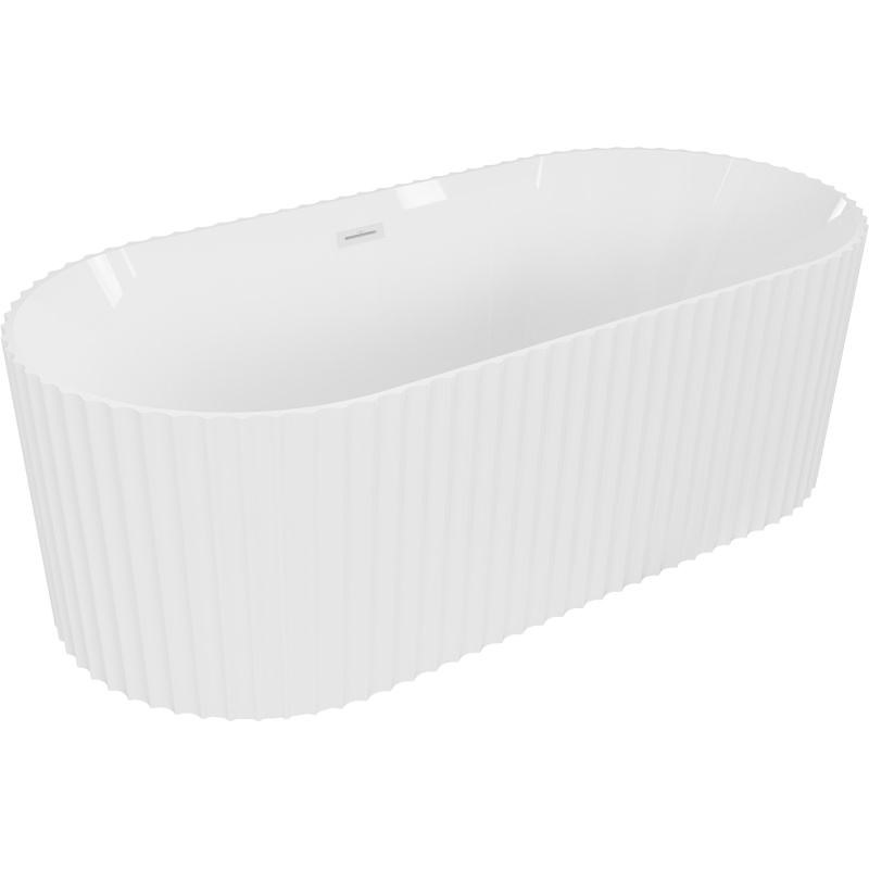 Mexen Paola freistehende geriffelte Badewanne 170 x 80 cm, weiß glänzend, weißer Überlauf - 52721708000-20