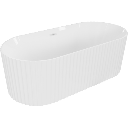 Mexen Paola freistehende geriffelte Badewanne 170 x 80 cm, weiß glänzend, weißer Überlauf - 52721708000-20