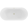 Mexen Paola freistehende, gerillte Badewanne 170 x 80 cm, weiß glänzend, Überlauf gold gebürstet - 52721708000-55