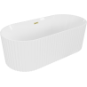 Mexen Paola freistehende Rillenbadewanne 170 x 80 cm, weiß glänzend, Überlauf gebürstet gold - 52721708000-55