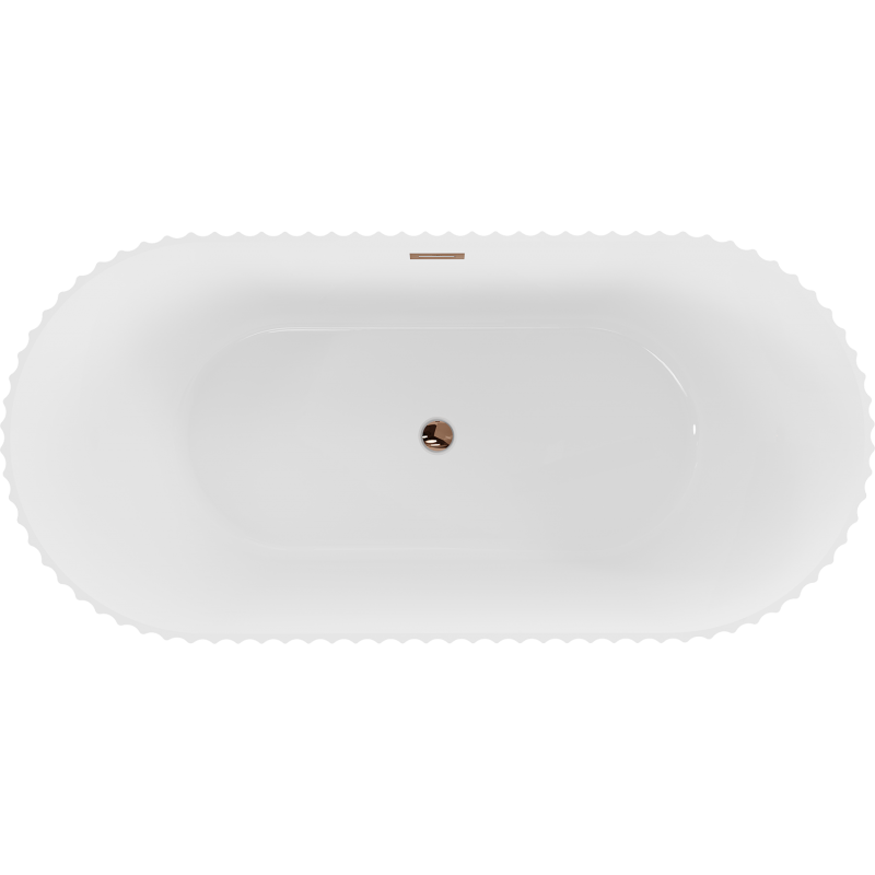 Mexen Paola fristående räfflat badkar 170 x 80 cm, vit glans, bräddavlopp roséguld - 52721708000-60