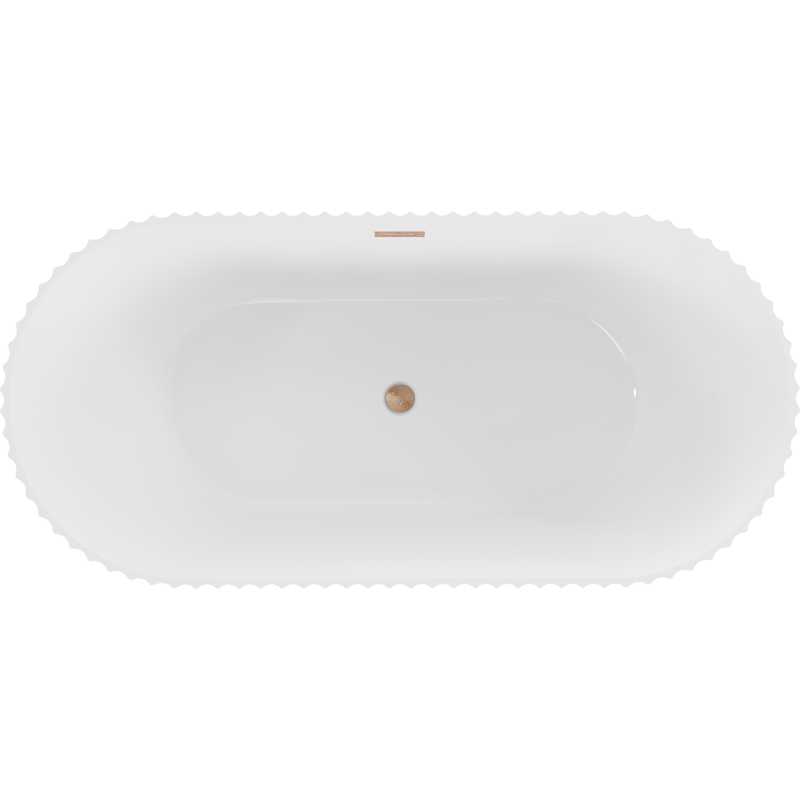 Mexen Paola vapaasti seisova poimutettu kylpyamme 170 x 80 cm, valkoinen kiiltävä, harjattu kupariylivuoto - 52721708000-65