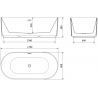 Mexen Paola freistehende geriffelte Badewanne 170 x 80 cm, weiß glänzend, Überlauf gebürstetes Kupfer - 52721708000-65