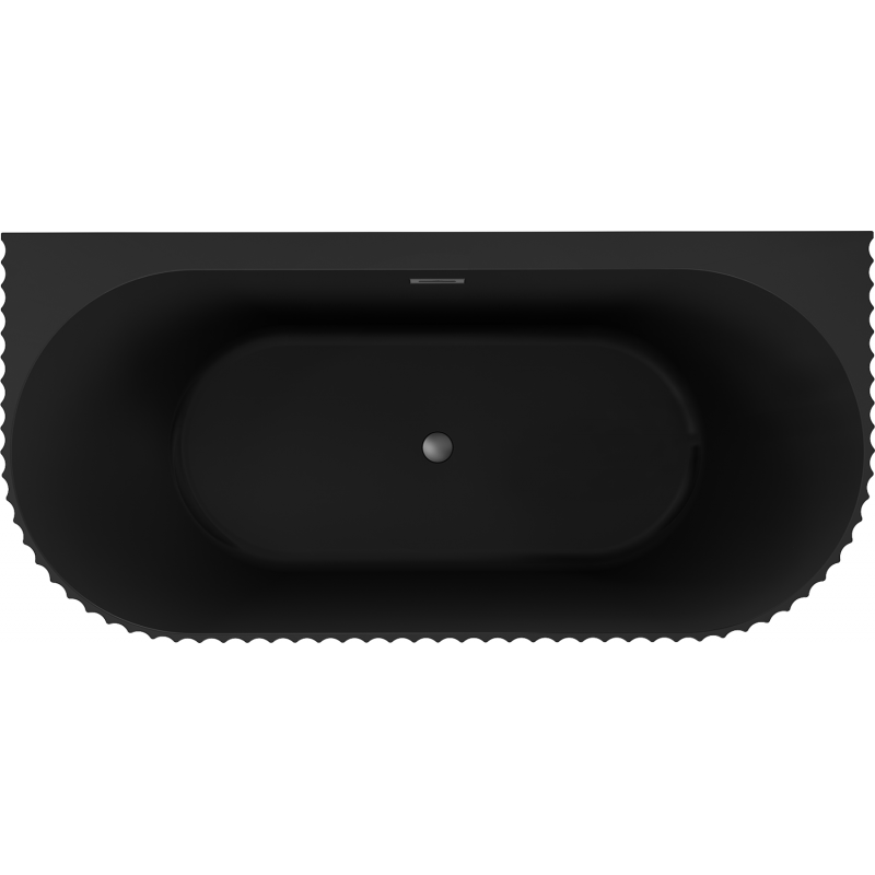 Mexen Sella freistehende wandstehende Rillenbadewanne 150 x 75 cm, schwarz matt, Überlauf aus Gunmetal - 52711507571-95