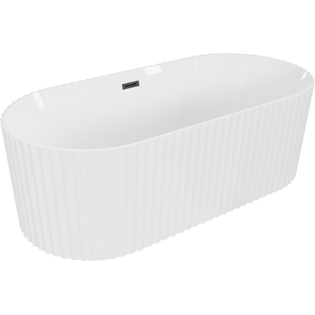 Mexen Paola baignoire autoportante nervurée 170 x 80 cm, blanc brillant, trop-plein noir - 52721708000-70