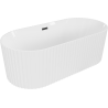 Mexen Paola baignoire autoportante nervurée 170 x 80 cm, blanc brillant, trop-plein noir - 52721708000-70