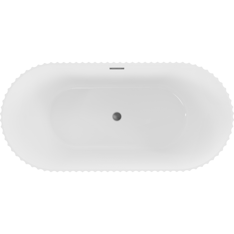 Mexen Paola freestanding fluted bath 170 x 80 cm, white gloss, overflow gun metal - 52721708000-95