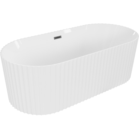 Mexen Paola freestanding fluted bath 170 x 80 cm, white gloss, overflow gun metal - 52721708000-95