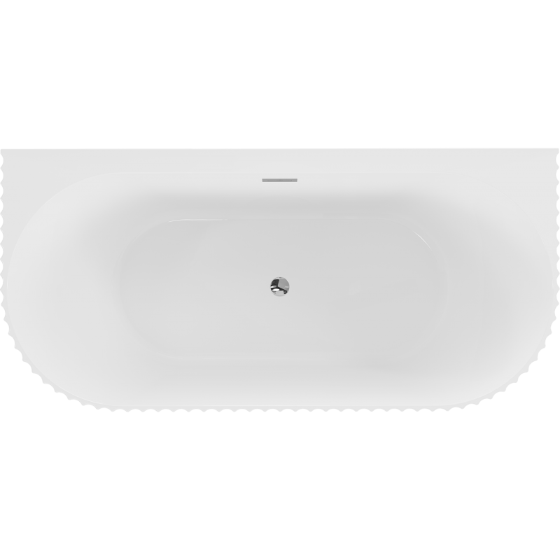 Mexen Sella banheira independente encostada frisada 170 x 80 cm, branco brilhante, transbordo cromado - 52711708000-01