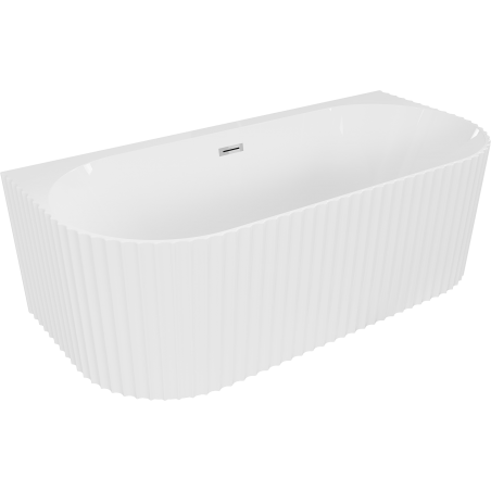 Mexen Sella bañera exenta junto a la pared acanalada 170 x 80 cm, blanco brillo, rebosadero cromo - 52711708000-01