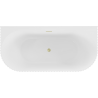 Mexen Sella vrijstaande tegen de muur geribbelde badkuip 170 x 80 cm, glanzend wit, overloop goud geborsteld - 52711708000-55