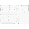 Mexen Sella freestanding ribbed bathtub 170 x 80 cm, glossy white, brushed gold overflow - 52711708000-55