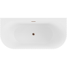 Mexen Sella freistehende wandnahe geriffelte Badewanne 170 x 80 cm, weiß glänzend, Überlauf Roségold - 52711708000-60