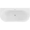 Mexen Sella freistehende wandnahe Wanne geriffelt 170 x 80 cm, weiß glänzend, Überlauf gebürstetes Kupfer - 52711708000-65