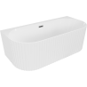 Mexen Sella freistehende, wandstehende Rillen-Badewanne 170 x 80 cm, weiß glänzend, Überlauf gun grau gebürstet - 52711708000-66