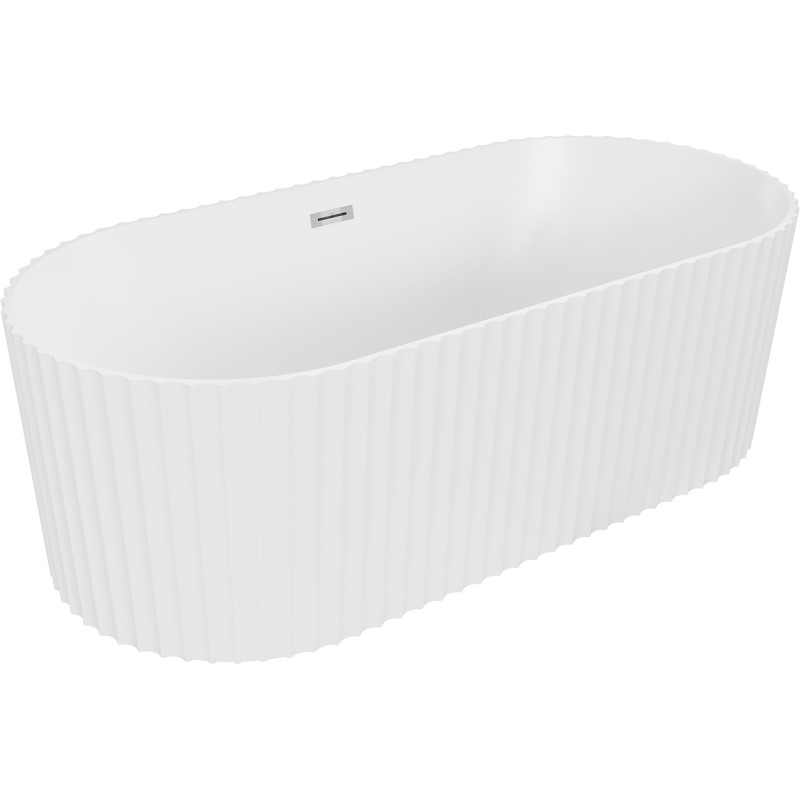 Mexen Paola freestanding fluted bathtub 170 x 80 cm, white matte, chrome overflow - 52721708001-01
